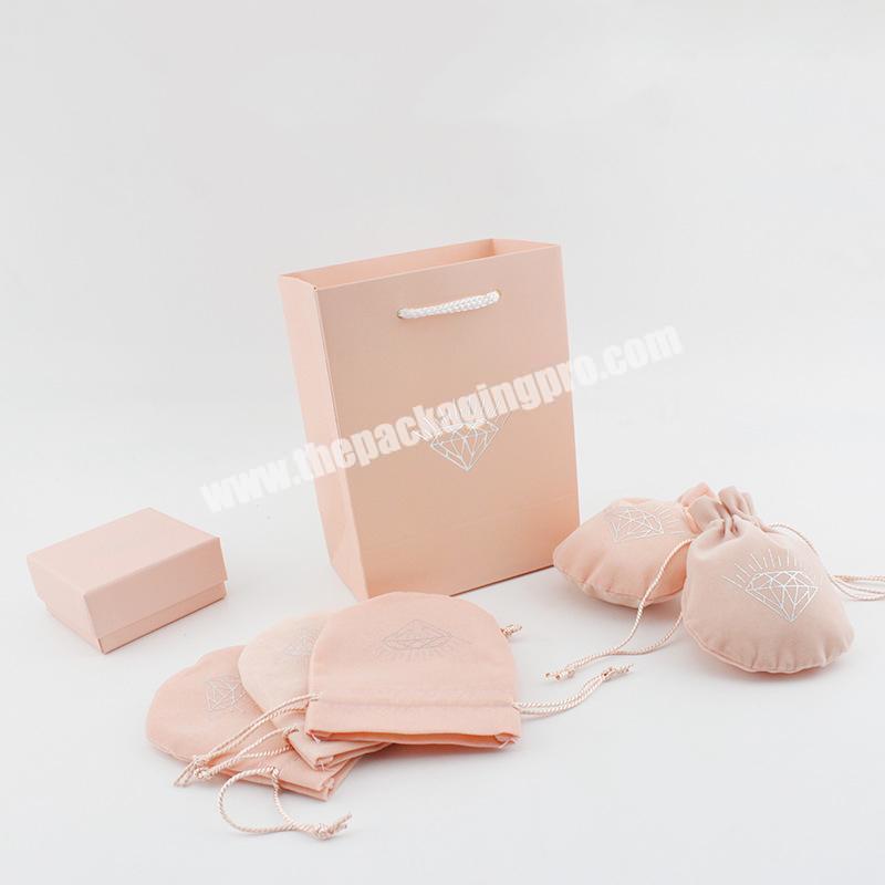 Beheart Wholesale High-End Custom Logo Print Display Bracelet Paper Box Jewelry Case Velvet Pouch Packaging Set