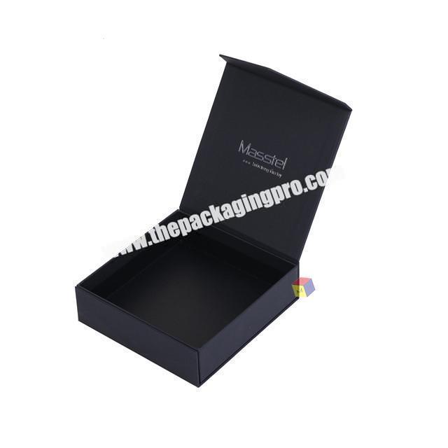 bespoke black hinged cardboard gift box magnetic flap closure