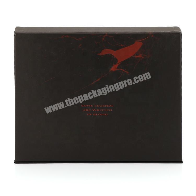 Bespoke Logo Square Rigid Cardboard Gift Product Packaging Flap Lid Black Magnet Paper Box