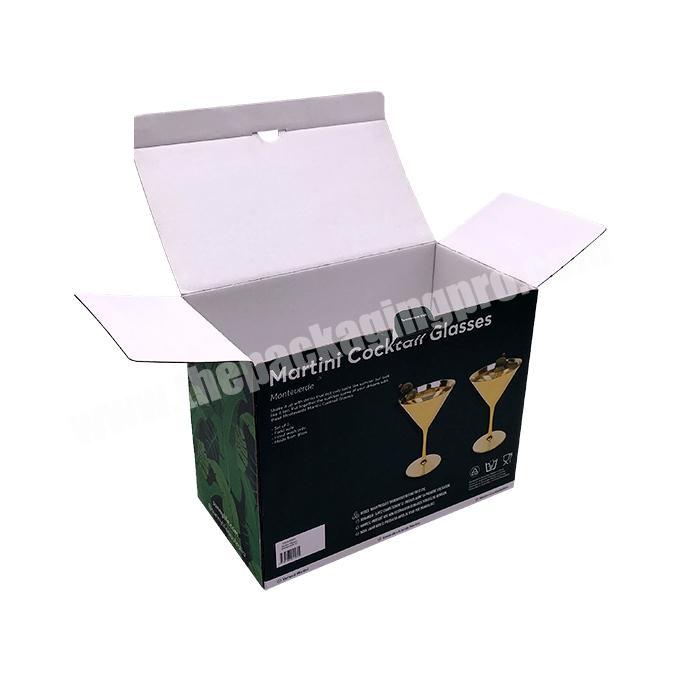 Best quality wine glass gift packaging box for 2 bottle corrugated paper