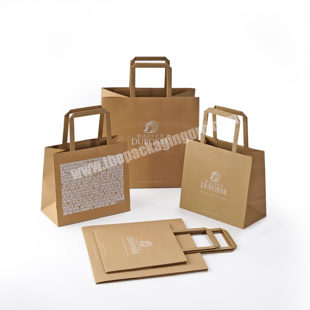 Biodegradable kraft paper bag brown kraft  paper bag gift bag with handle