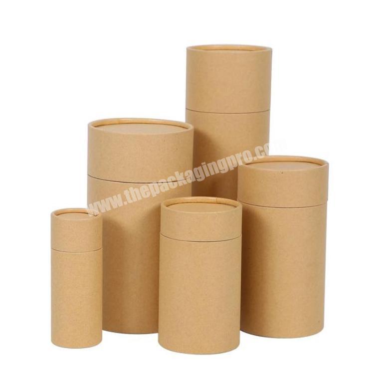 Biodegradable recycled custom made brown round kraft paper tube box for cosmetic containers