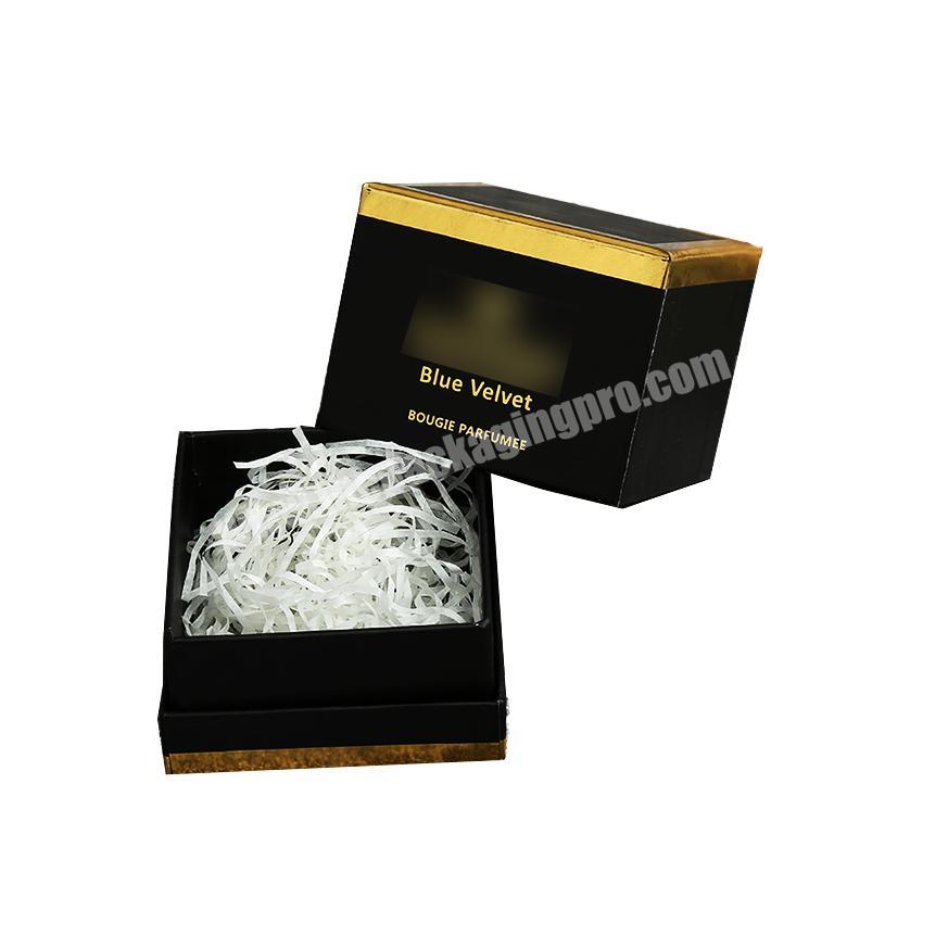 Biodegradable Recycled perfume black packaging boxes lid off two pieces gift box