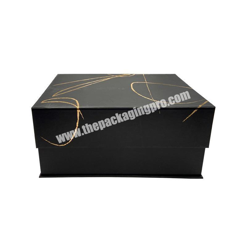 black 1300g cardboard packaging magnetic box folding gift cosmetic box