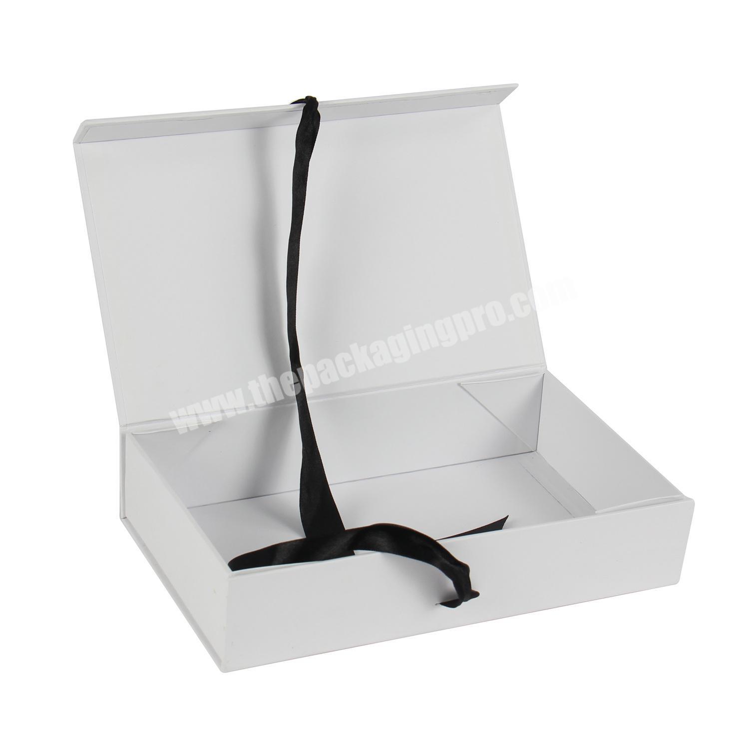 Black and white flat pack clamshell folding paper bikini bra underwear  swimwear packaging box with ribbon