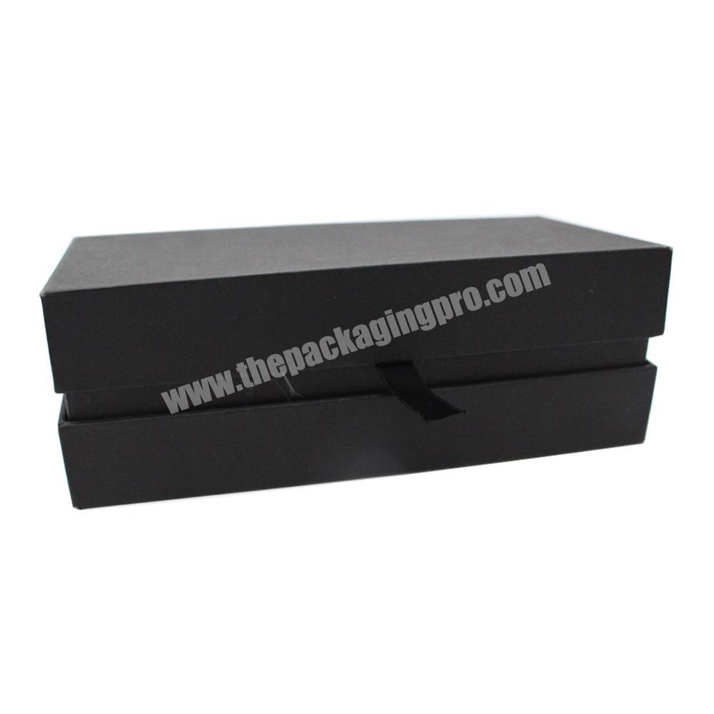 black cardboard box ring velvet gift box low moq custom inner stray