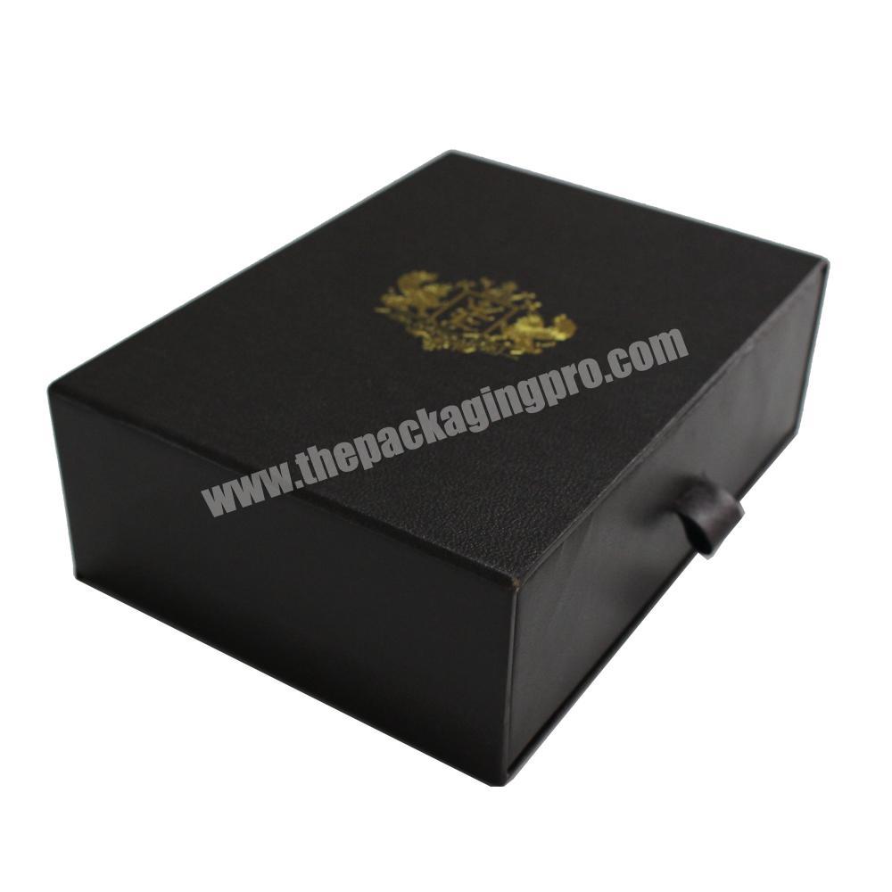 Black cardboard custom gold logo storage paper drawer box