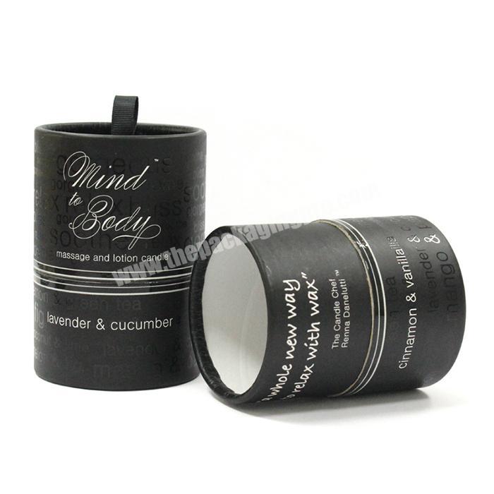 Black cardboard cylinder containers paper cylinder containers with ribbon
