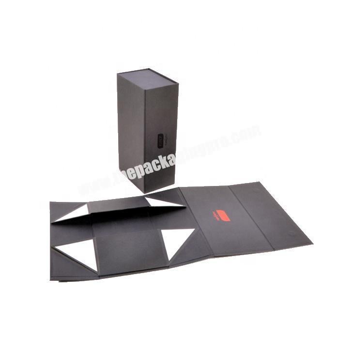 Black collapsible paper magnetic closure packaging gift box