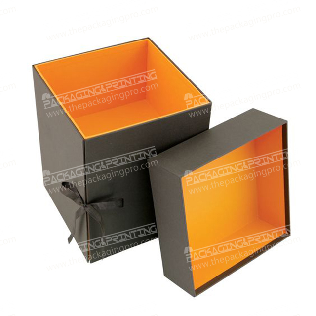 Black Color Inside Orange Color Box With Lid and Drawer