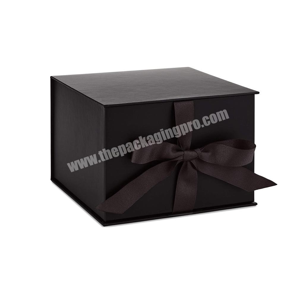 Black Color Ribbon Magnetic Folding Gift Box for Packaging for Clothes,Gift,Shoes,Watch