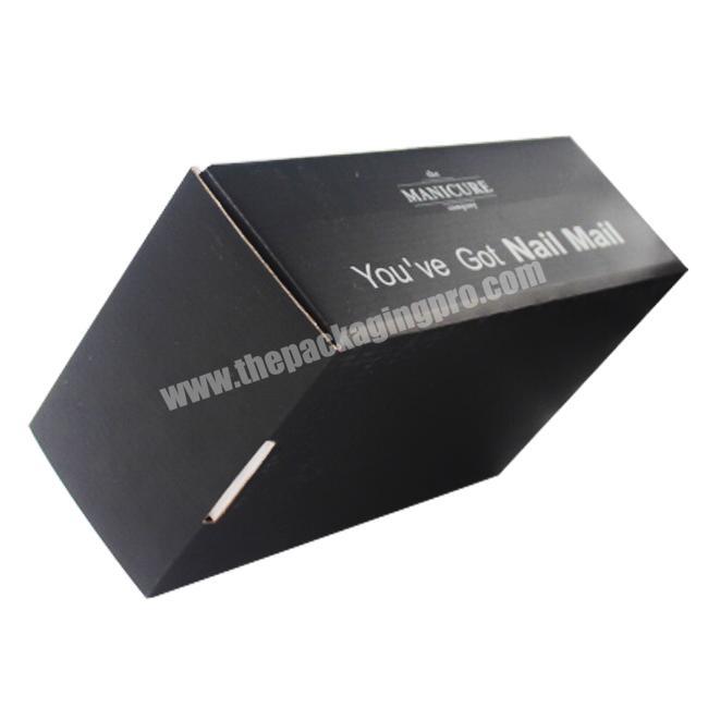 Black Corrugated Paper Small Mailing Cosmetic Packaging Box Shipping Box with Hot-stamping in Silver Logo