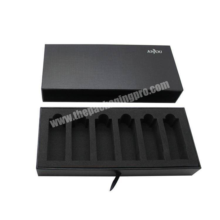 black custom boxes with logo lipstick packaging custom drawer perfume oil box with foam insert