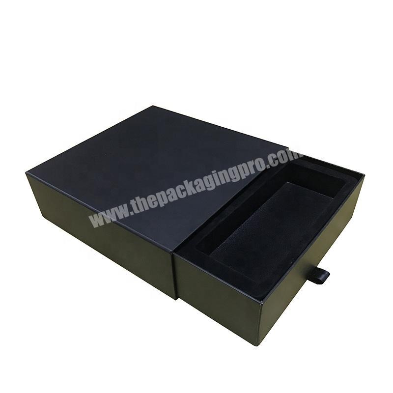 Black custom cardboard paper gift boxes with crystal handle extension packaging beauty box