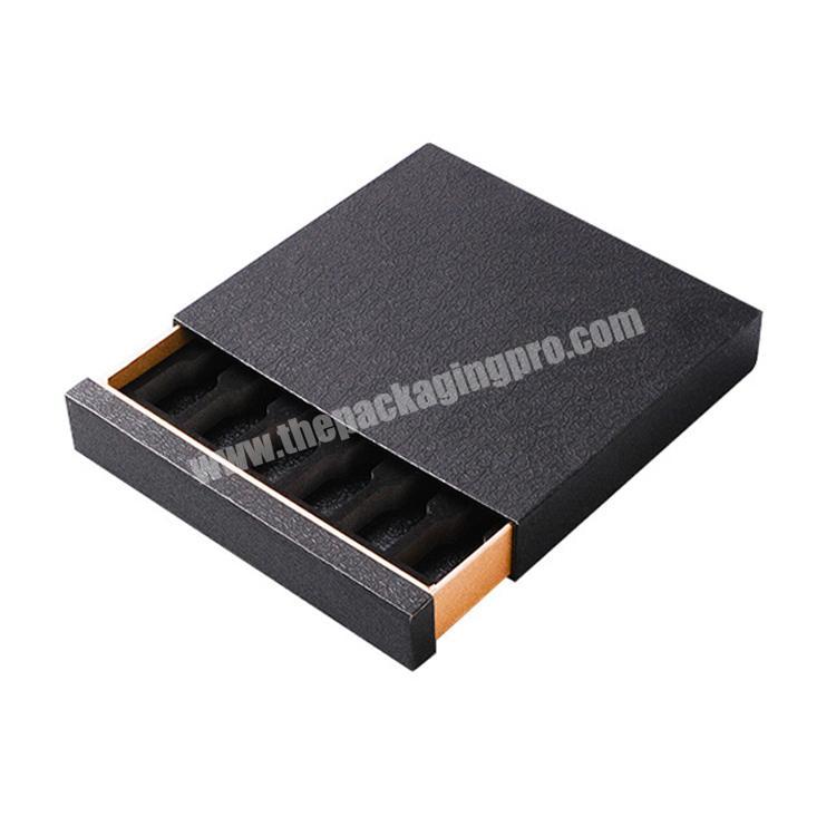 Black Custom EVA tray Cardboard Storage Gift Sliding Drawer Box Paper Cosmetic Packaging Box