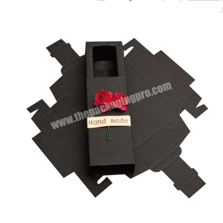 Black custom printed kraft paper handmade lip gloss lipstick packaging box