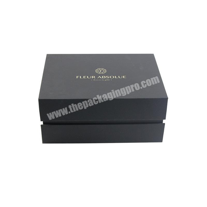 Black custom printing luxury perfume bottle packaging gold stamping magnetic skin care perfume gift box