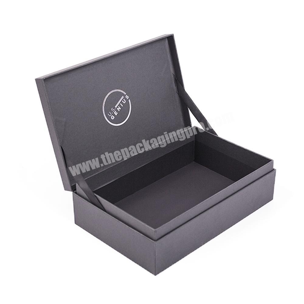 black customized gift box for apparel cardboard clothing packaging box mockup custom print