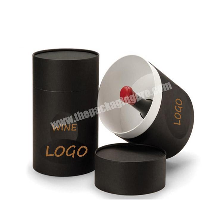 Black cylinder paper printing wine gift box packaging