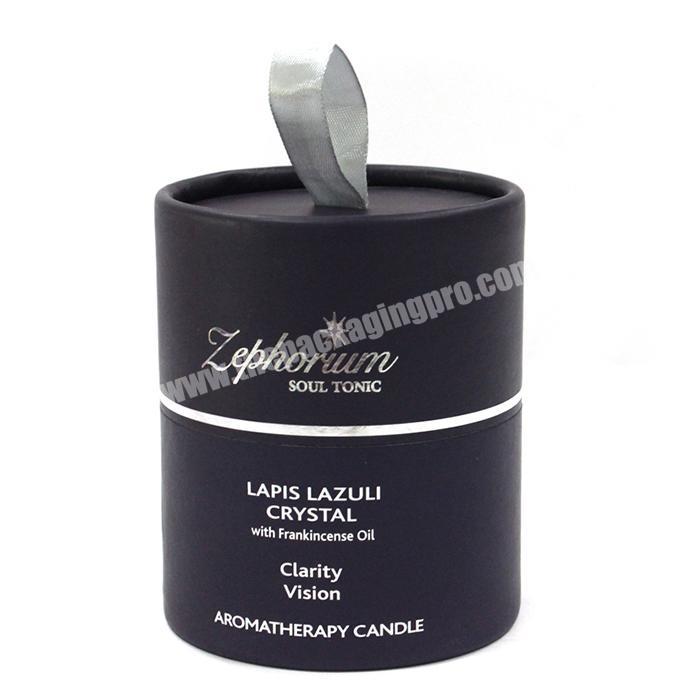 Black eco-friendly UV coating cylinder shaped paper gift box paper cylinder tube box for candle packing