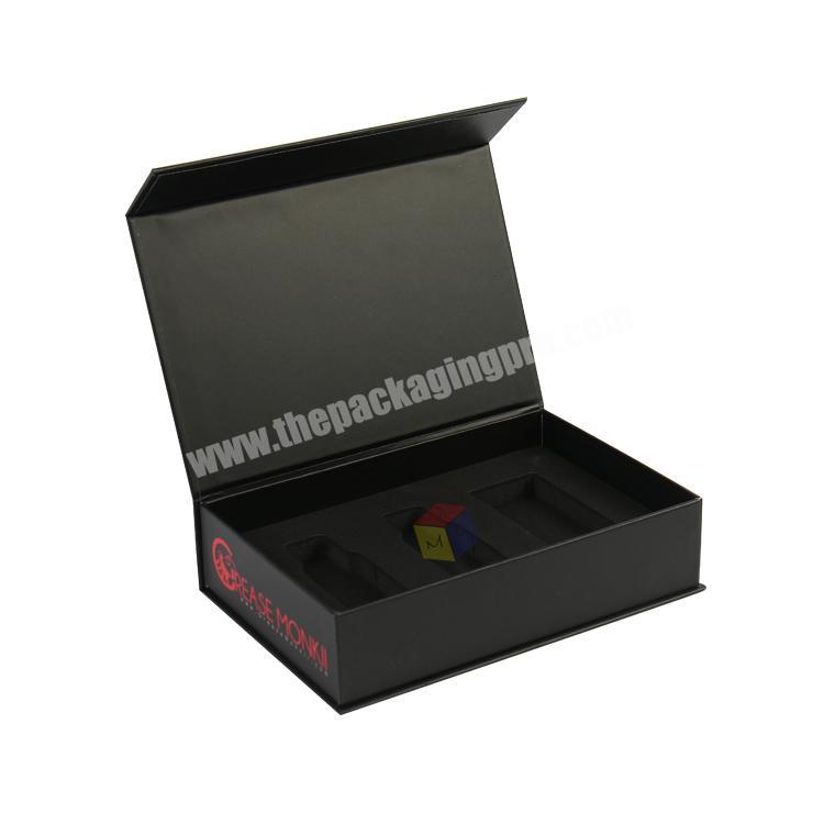 black flap lid gift packaging rigid box magnetic closure