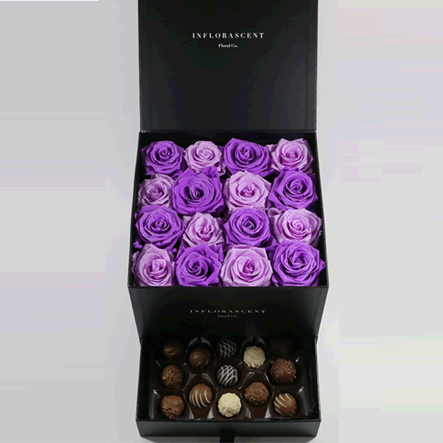Black Flower Packaging Box With Drawer
