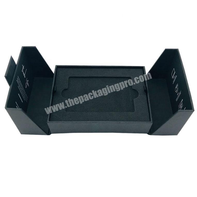 black formal high-end double door VIP card packaging box with EVA inlay