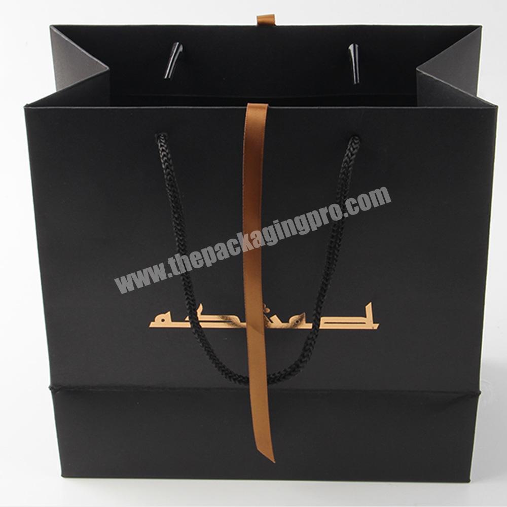 black gift bag with logos custom printed for jewelry
