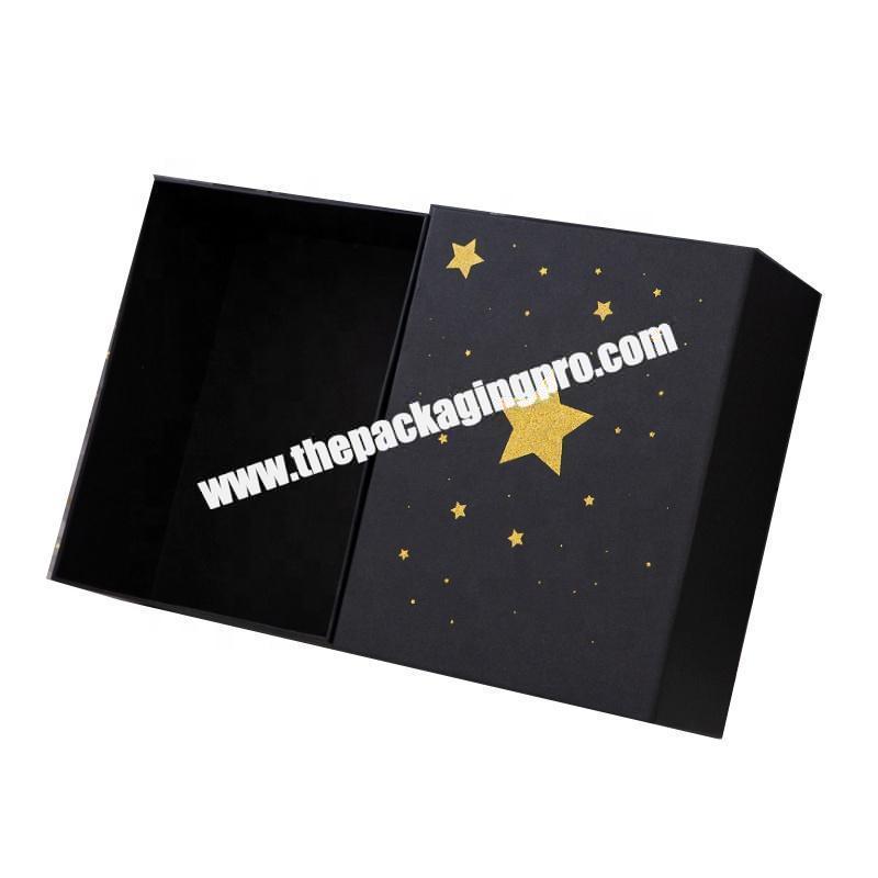 Black gift cardboard printed logo paper box for electronic product packaging with ribbon