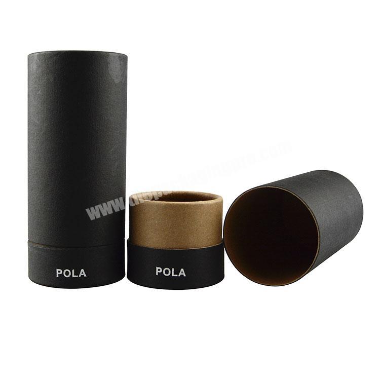 Black gift paper tube recycled paper round box perfume packaging box with lid