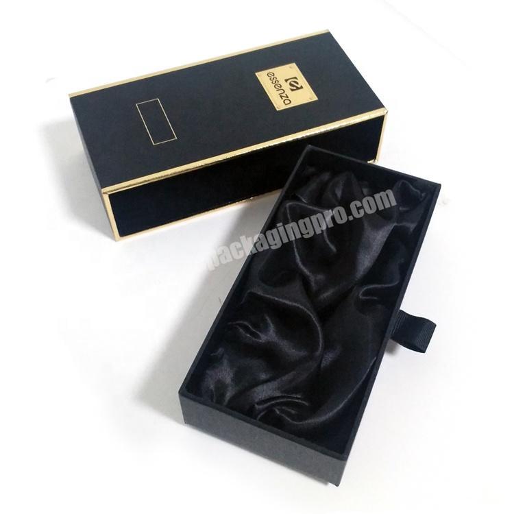Black Gold Stamping Drawer Coated Paper Box For Luxury Gift Perfume Packing