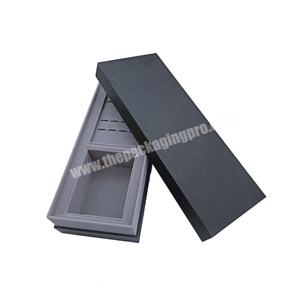 black grey quality jewelry containerstorage presentation cardboard packaging box with lid and gap