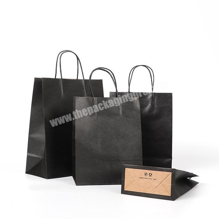 black high quality kraft paper shopping bag rint take out paper bag