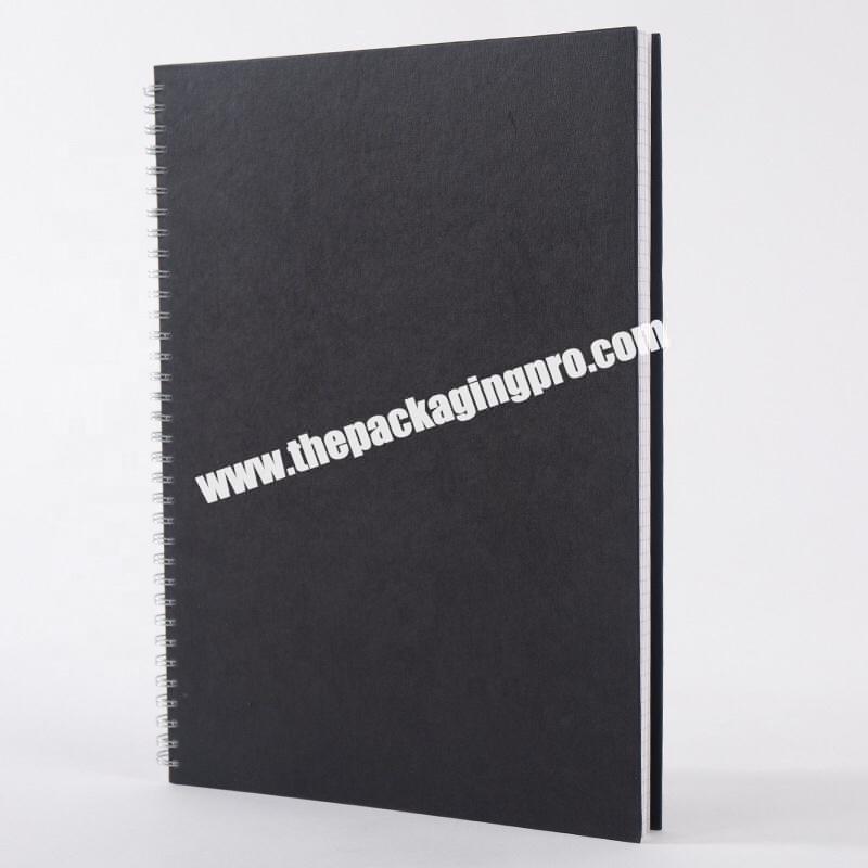 Black Kraft Hard Paper Cardboard Cover Business Academic Journal Office School Exercise Book Grid Squared Coil Spiral Notebook