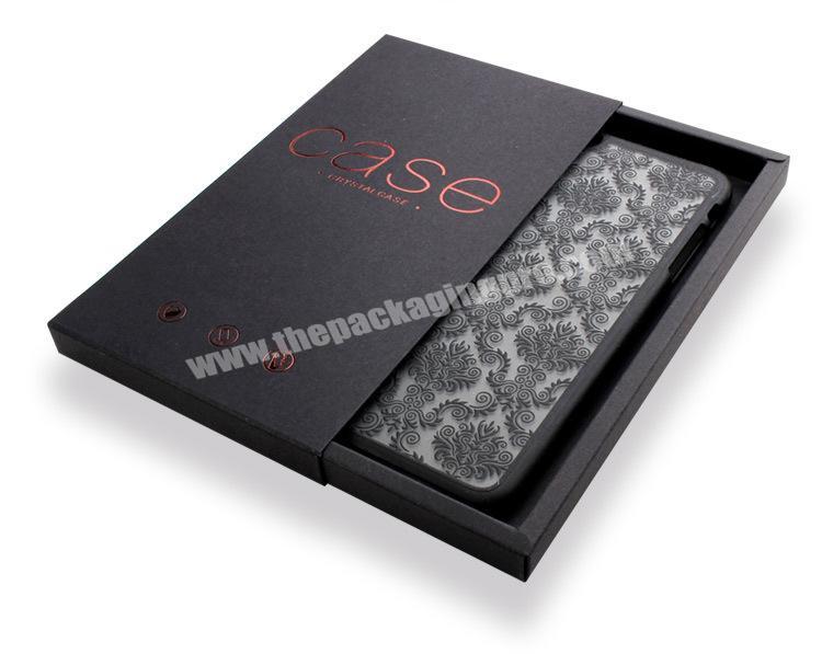 black kraft hot stamping  matt retail phone case packaging