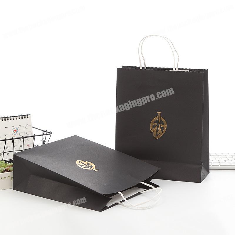 Black Kraft Paper Bags Shopping Merchandise Party Gift can be printed logo