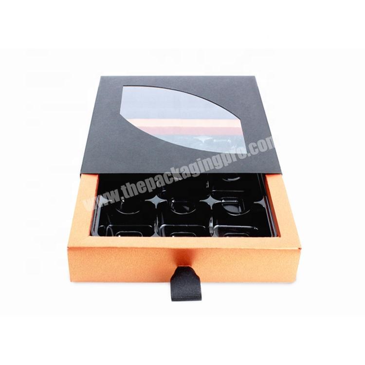 Black Luxury Drawer Paper Packaging Macaron Gift Box with window