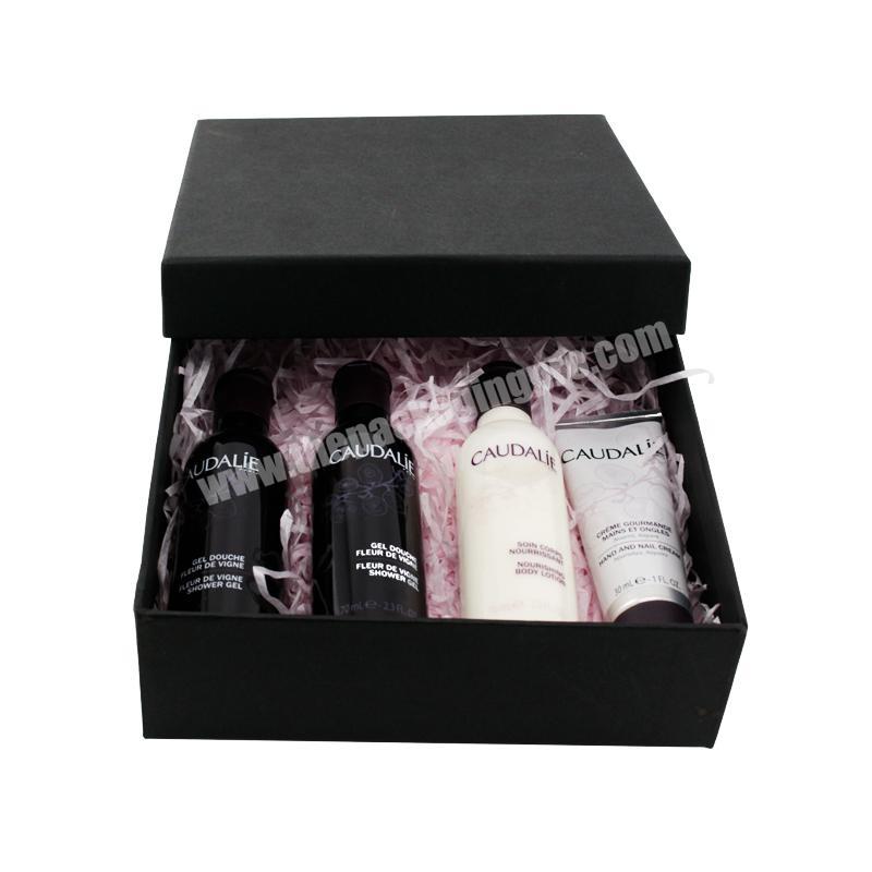 Black Luxury Four-bottle cosmetic packaging gift box with lid