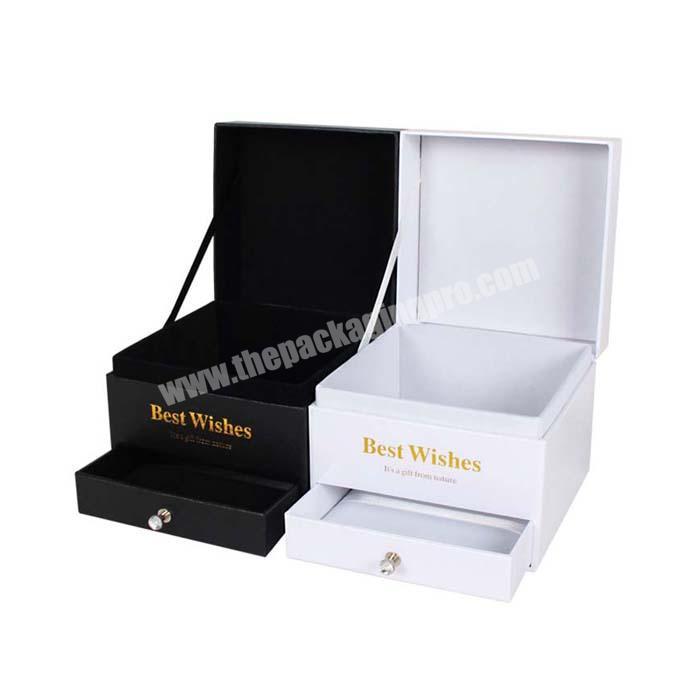 black luxury small paper rigid gift custom jewelry storage packaging box with logo printed and foam insert