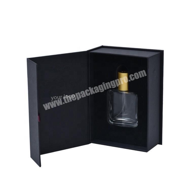 black magnetic closure gift box book shape magnetic perfume gift packaging boxes custom logo