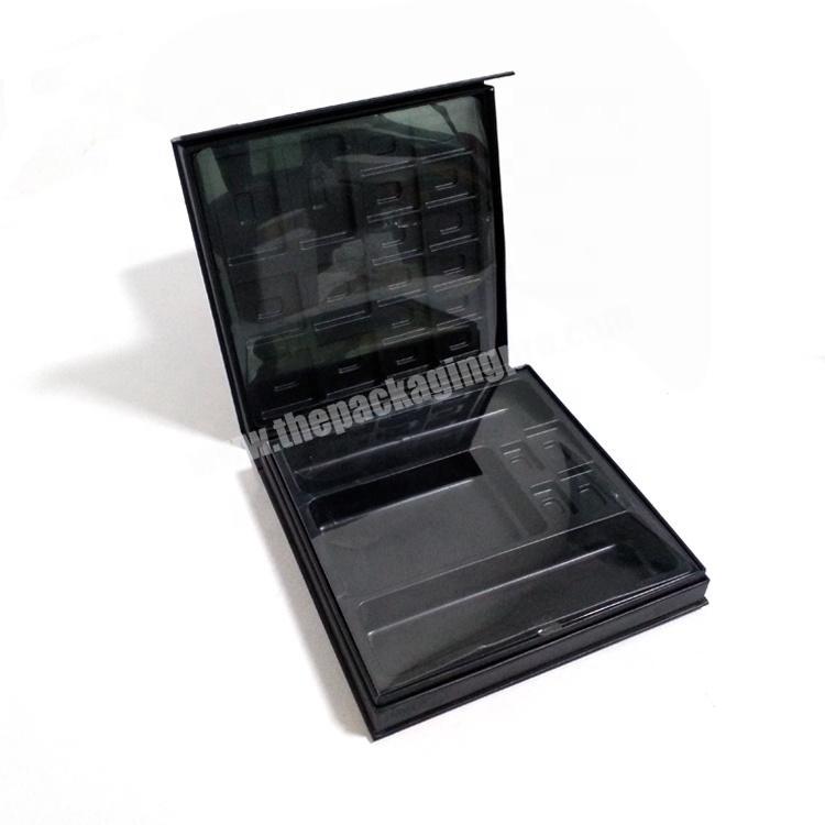 Black Matte Paper Packaging Clamshell Body Skin Care Creams Makeup Beauty Cosmetic Gift Box With Blister Inlay