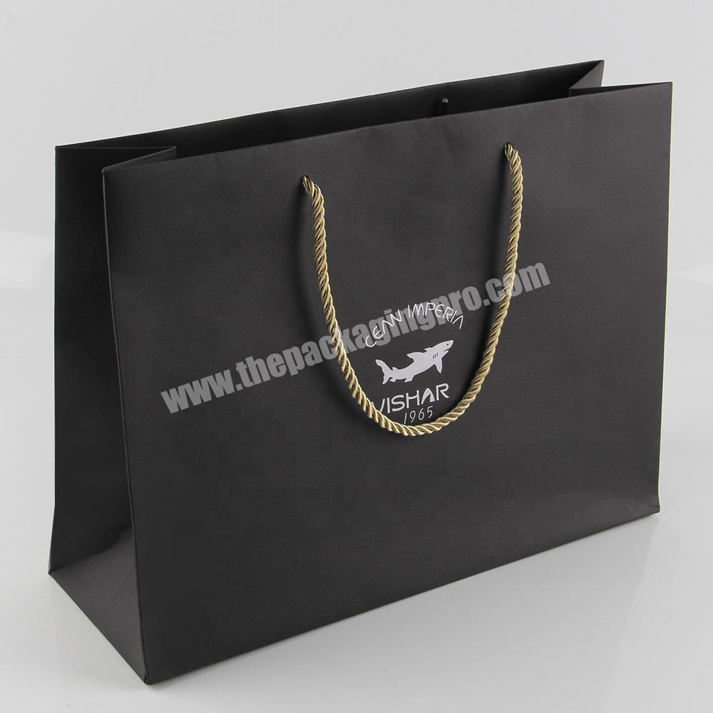 black matte paper tote packing bags for jeans clothing