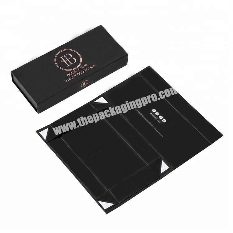 Black Packaging Custom Magnet Folding Paper Flat Pack Boxes Luxury Magnetic Gift Box with Magnet Closure