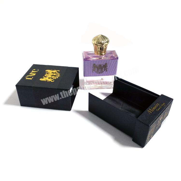 Black Paper Box with Gold Hot Stamping Logo Perfume Paper Packaging