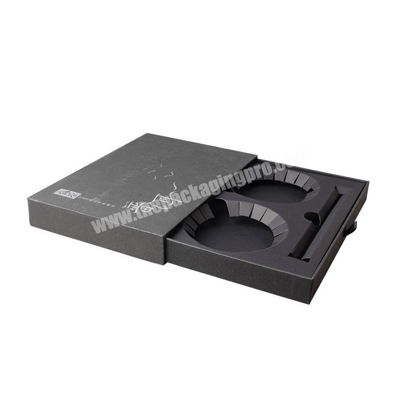 Black paper drawer slide out box soap packaging box cardboard with inserts