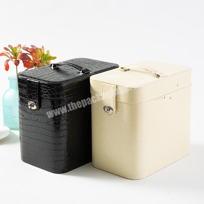 Black pu leather cardboard frame empty cosmetic pro table makeup case with mirror,cosmetic storage box