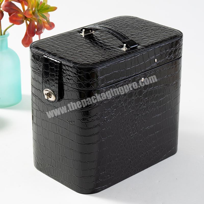 Black pu leather cardboard frame empty cosmetic pro table makeup case ...