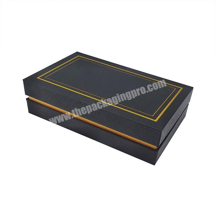 Black Rectangle Rigid Texture Paper Beauty Gift Boxes With Lids