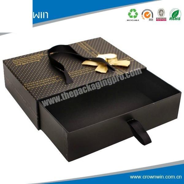 Black Ribbon Handle Cardboard Drawer Gift Box