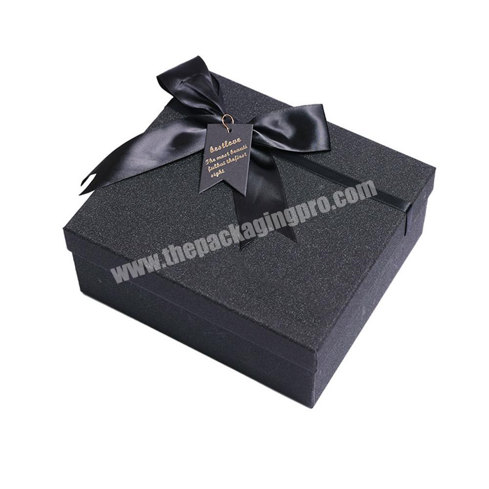 Black ribbon perfume cosmetic gift packaging box custom
